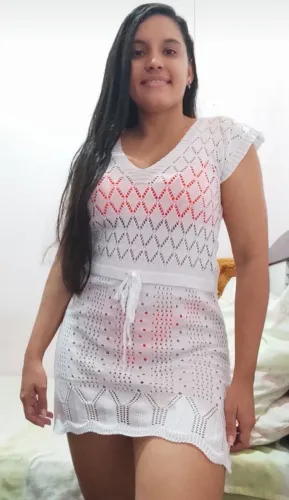 Saída de praia vestido no tricot 