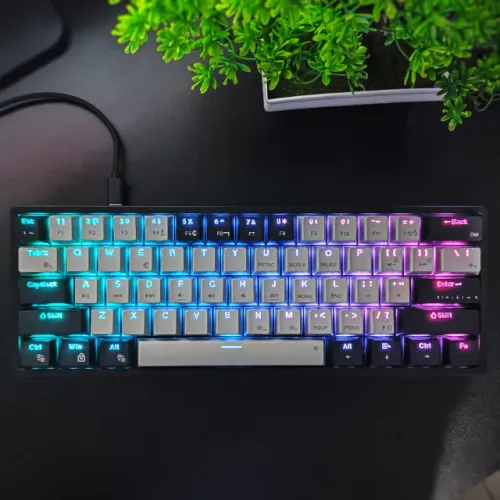 Teclado Mecânico Aula F3261 60% RGB Switch Blue USB-C Compacto Gamer