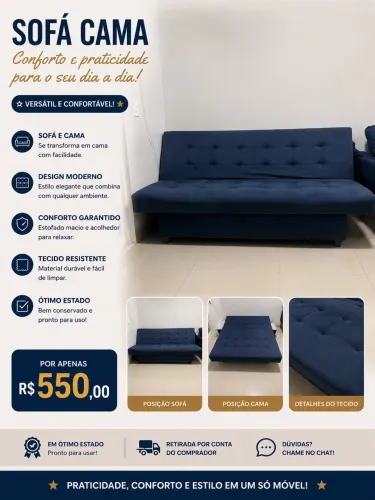 SOFÁ CAMA EXCELENTE ((PRA VENDER RÁPIDO, ESTOU ME MUDANDO))