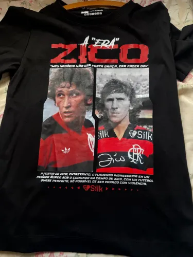 Zico 100% PRETA brasil flamengo camisa comemorativa verão unisex oversized.