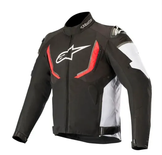JAQUETA ALPINESTARS T-GP R V2 - PRETO/BRANCO/VERMELHO - IMPERMEÁVEL SEMINOVA 