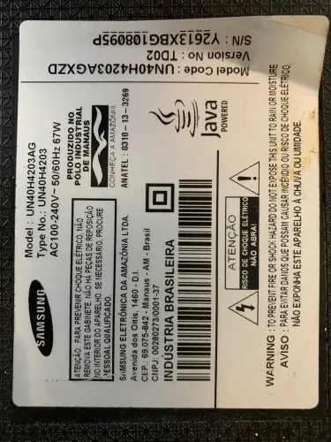 TV Samsung Smart 40" - Para conserto ou peças (Tela intacta)