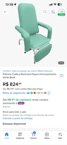 Cadeira reclinável hospitalar 