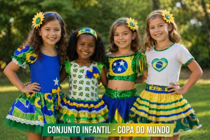 Fantasias Infantis para a COPA DO MUNDO. De 1 a 14 anos! Um presente marcante, aproveite!