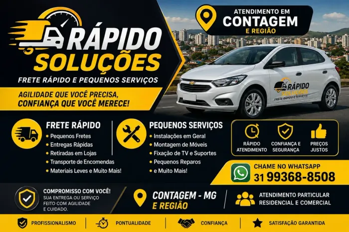 Nós da rápido soluções trabalhamos com transporte de encomendas, passageiro...