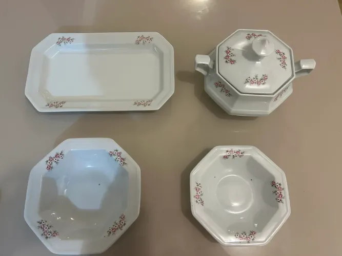 Conjunto Vintage Porcelana Pozzani - 4 Peças Originais - Décadas de 1960/70