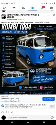 Volkswagen Kombi Standard/ Luxo/ Serie Prata 1994