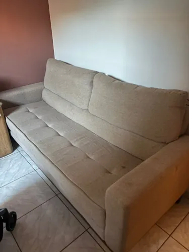 Sofá 4 lugares em linho 210cm de largura - Marrom