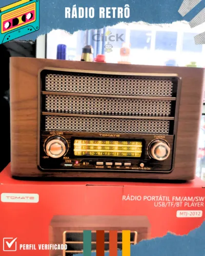 Rádio Retro AM/FM USB Bluetooth Tomate MTJ-2012