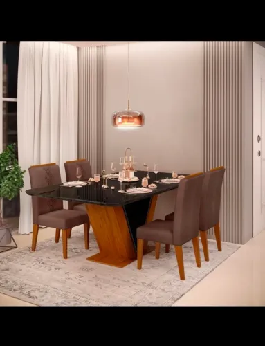 Mesa de Jantar com tampo de vidro 4 lugares