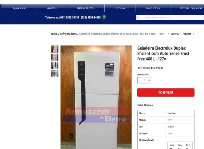 GELADEIRA "NOVA" ELCTROLUX 480L