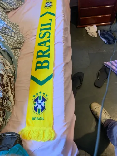 Cachecol Brasil copa futebol amarelo seleção campeão
