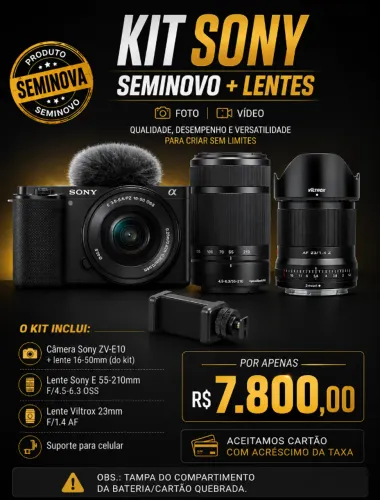 Câmera Sony ZV E10 KIT + LENTES