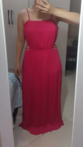 Vestido Longo Rosa Colmeia