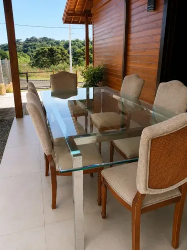 MESA DE VIDRO SIERRA MÓVEIS ORIGINAL + 6 CADEIRAS