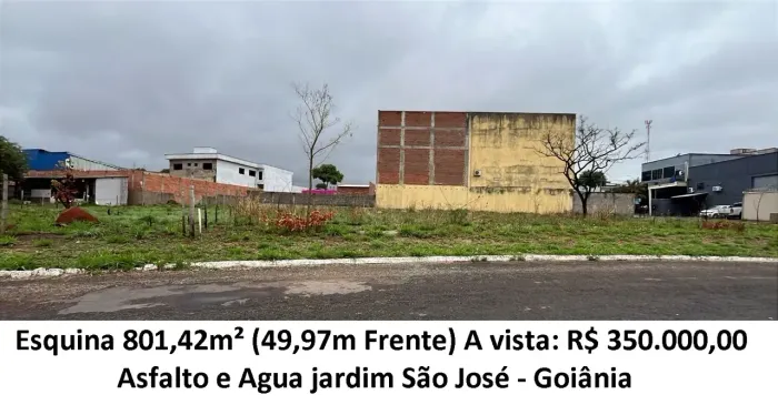 Leia a descrição: Esquina 801,42m² (Asfalto e Agua) Jardim São José