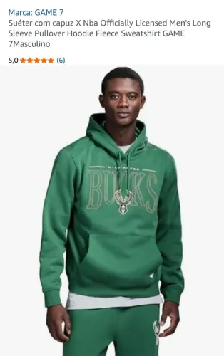 Moleton NBA officially licensed game7 BUCKS tamanho XL(GG)
