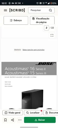 Subwuffer Bose ativo 