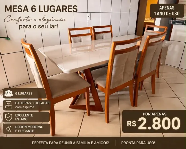 Mesa com 6 Cadeiras