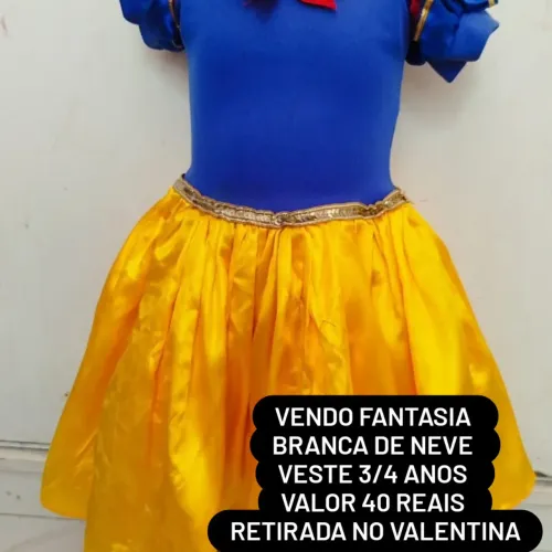 Fantasia branca de neve veste 3/4 anos 