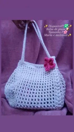 Bolsa de Praia de Crochê Feita à Mão  Leve e Estilosa