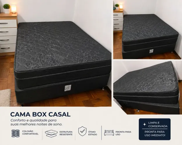 Cama + colchão box semi novo ( não entrego)