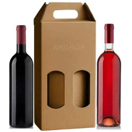 10 Caixas Papelão Com Alça 2 Garrafa Vinho Com Display Visor