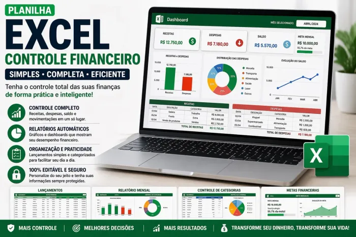Planilha Excel Controle Financeiro Automático + Personalizada
