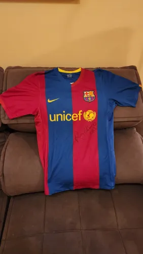 Camisa Barcelona 2007/08 Ronaldinho #10 Autografada Original Nike