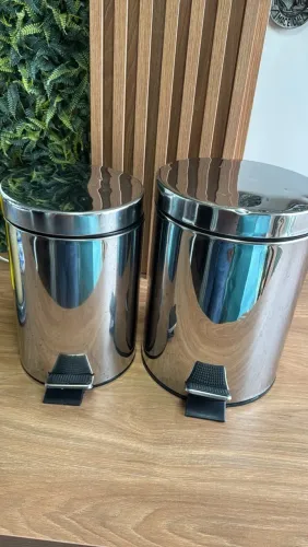 2 Lixeiras Inox Com Pedal Cesto Removível 3L/5L Banheiro Cozinha