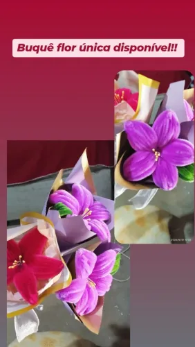 Buquê de flor única, flor de chenille na coe rosa, roxo e rosa claro