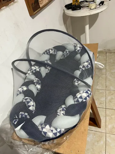 Ninho Redutor de Berço Trançado Completo Dupla Face + Mosquiteiro