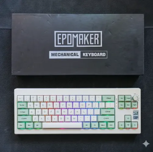 Teclado Mecânico Epomaker Shadow X com Tela White Green - Switch Flamingo (Novo, Lacrado)