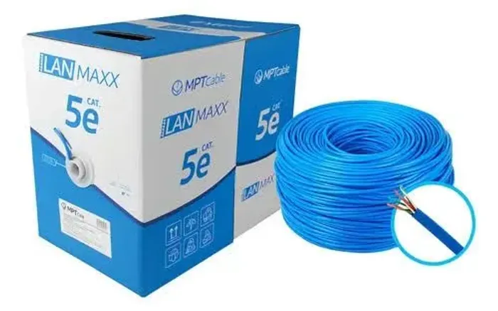 Cabo de Rede UTP Cat5e 305m Cobre MPT Cable Azul Para Interior