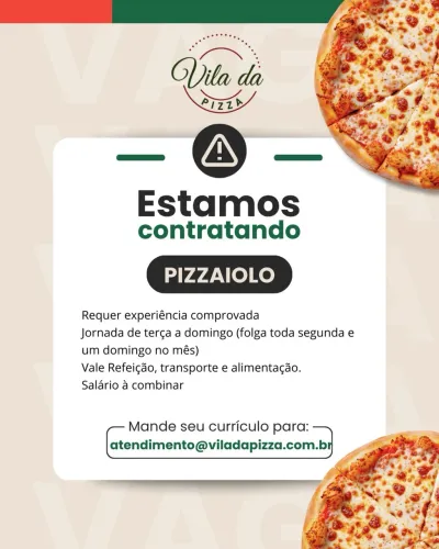 Vaga para pizzaiolo - finais de semana
