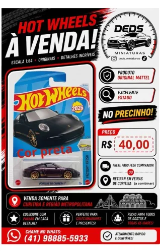 HotWheels Porsche 911 Carrera - Original Mattel (Novo no Blister)