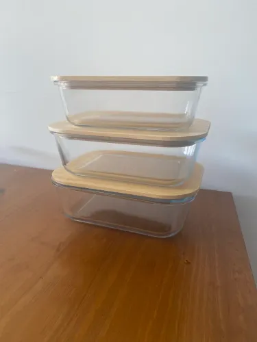 3 potes de vidro com tampa de bambu Electrolux 