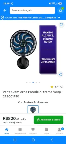Ventilador Arno Parede X-treme