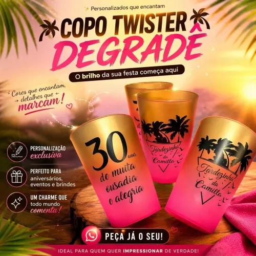 Copos degradê festa personalizado