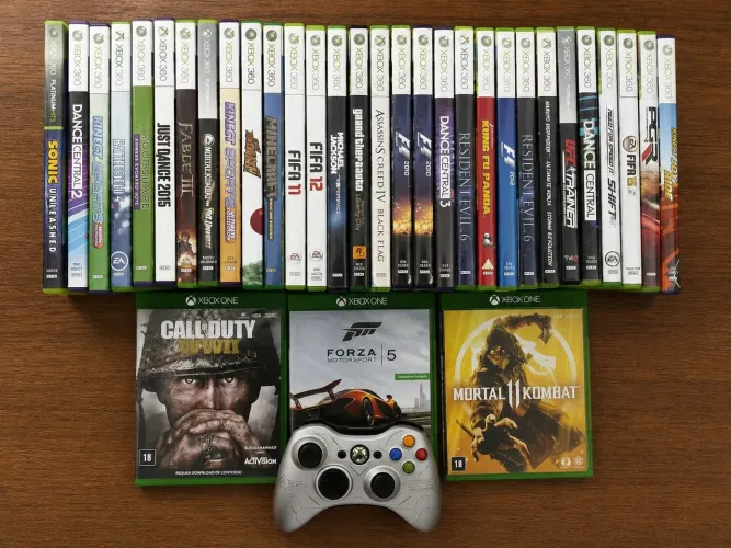 Lote jogos Xbox 360, One + controle Xbox 360 edição Halo