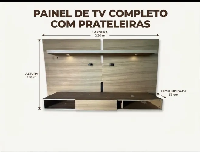 Painel com prateleira e led