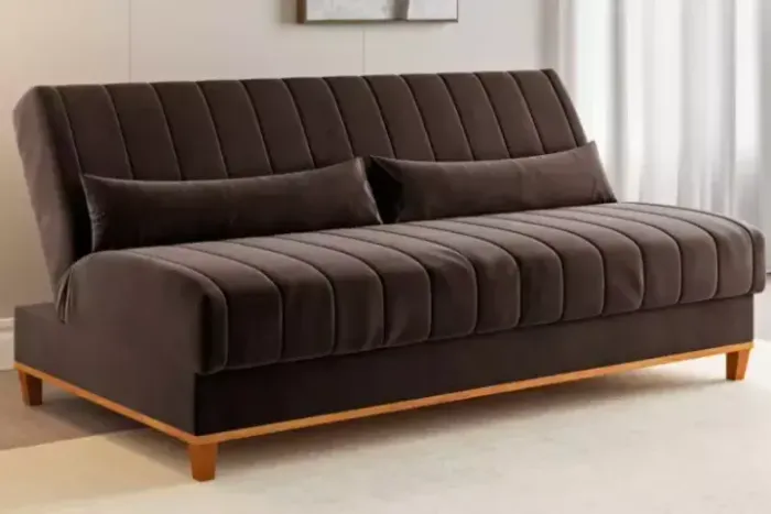 Sofá modelo de cama tecido veludo