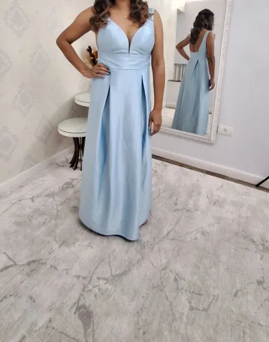 Vestido para festa convidada ou madrinha azul serenity