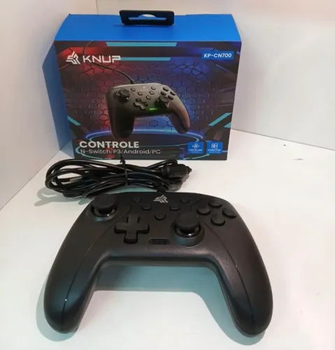 Controle Gamer Com Fio Knup KP-CN700 P/ Nintendo Switch, PC, Android, PS3 - Novo