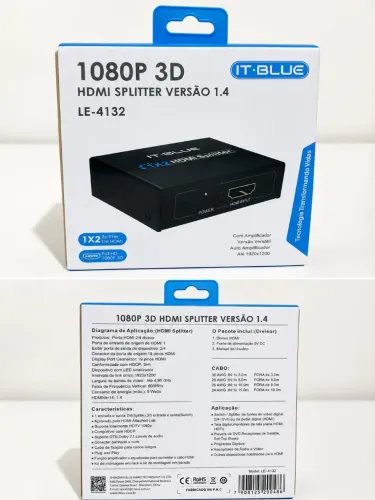 Splitter HDMI com distribuição 1x2 saídas simultâneas/ OFERTA IMPERDÍVEL 