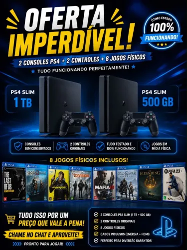 2 PS4 USADOS EM OTIMO ESTADO+JOGOS+CONTROLES