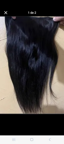 Vende-se Cabelo preto brasileiro sem mistura, tem cento e poucas gramas de tela, 45cm.