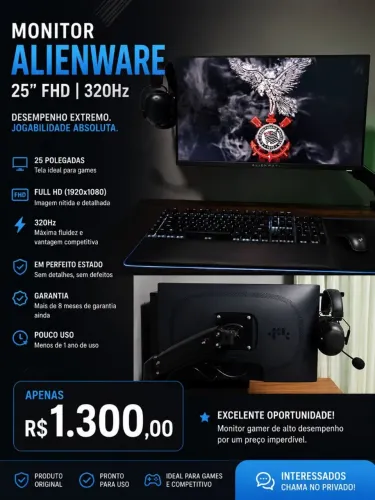  Monitor Gamer Alienware 25" FHD 320Hz Fast IPS (AW2525HM)