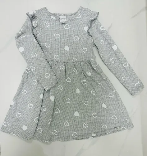 Vestido Babado e Coração Alakazoo - Cinza Claro - Tam 6