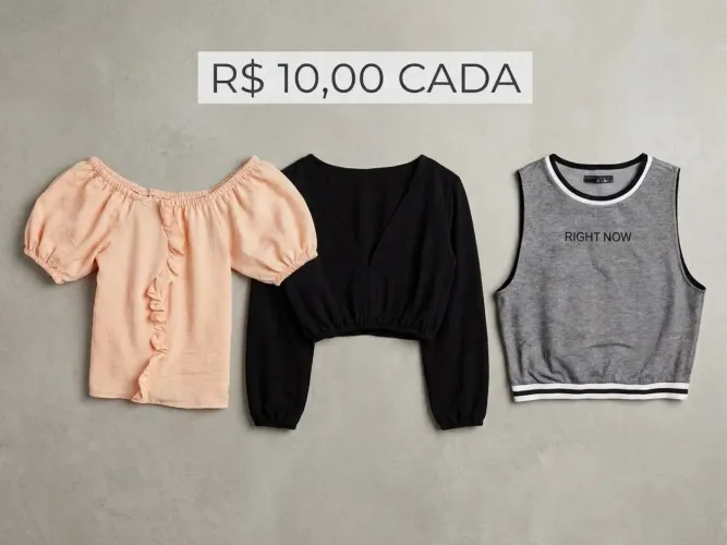 Croptops e Blusinhas Estilosas - Vários Modelos (Apenas R$ 10,00 cada!)